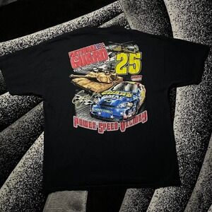 Vintage 2000s NASCAR Racing National Guard Military Tank Black Graphic T-shirt
